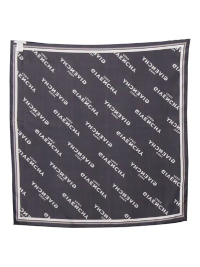 Givenchy Logo-pattern Silk Scarf In Black