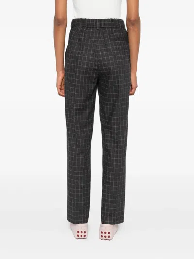 Niū Grid-pattern Straight Trousers In Gray