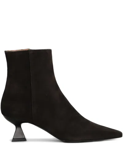 Roberto Festa Jina High Heels Ankle Boots In Dark Brown Suede In Brown