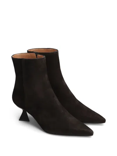 Roberto Festa Jina High Heels Ankle Boots In Dark Brown Suede In Brown