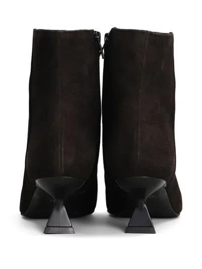 Roberto Festa Jina High Heels Ankle Boots In Dark Brown Suede In Brown