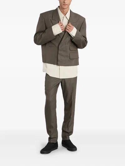 Entire Studios Book Blazer Blazer In Green Wool In Gray