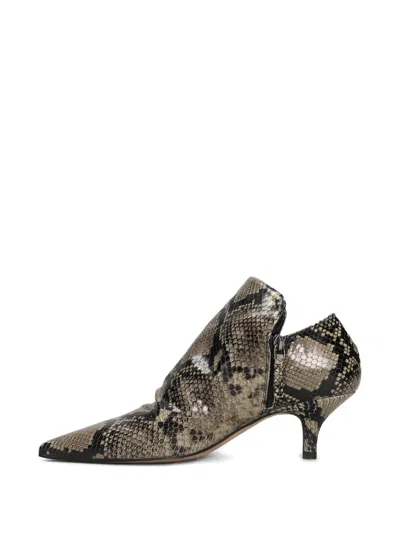 The Seller High Heels Ankle Boots In Python Print Leather In Neutral