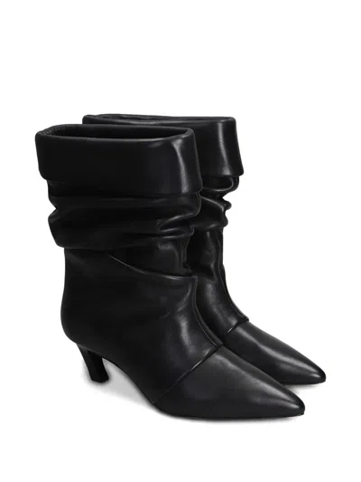 Ash Virgee High Heels Ankle Boots In Black Leather In Black