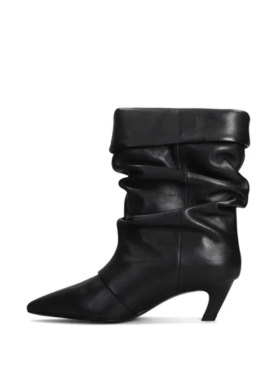 Ash Virgee High Heels Ankle Boots In Black Leather In Black