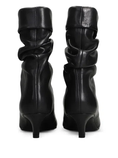 Ash Virgee High Heels Ankle Boots In Black Leather In Black