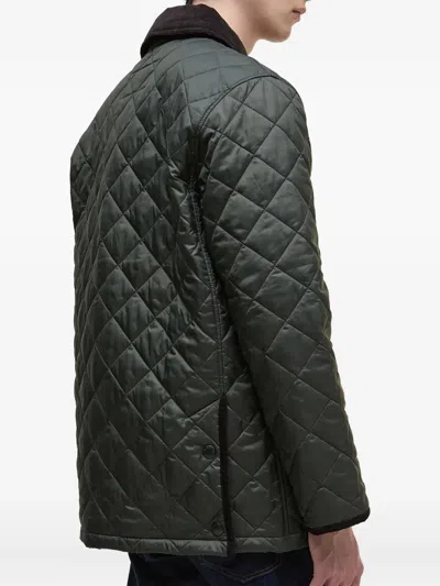 Barbour Diamond-quilted Corduroy-collar Jacket In Green