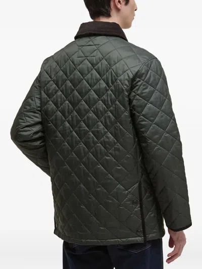 Barbour Diamond-quilted Corduroy-collar Jacket In Green