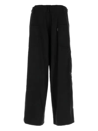Yohji Yamamoto Elastic-waistband Patch-pocket Trousers In Black