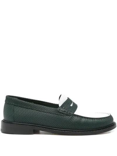 Vinny's Embossed-leather Loafers In Green