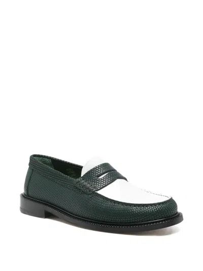 Vinny's Embossed-leather Loafers In Green