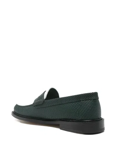 Vinny's Embossed-leather Loafers In Green