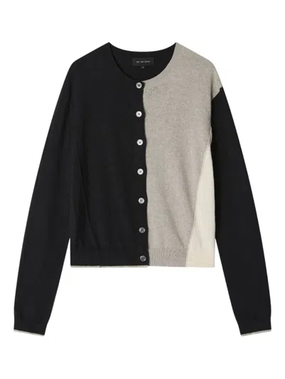 Lee Mathews Colour-block Button-up Cardigan In Black