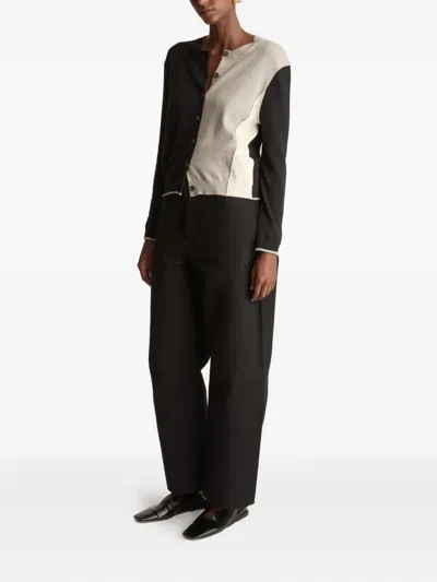 Lee Mathews Colour-block Button-up Cardigan In Black