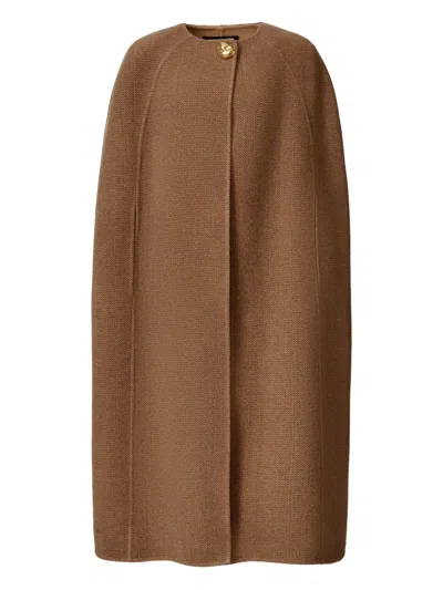 Fabiana Filippi Cape In Soft Double Chevron In Brown