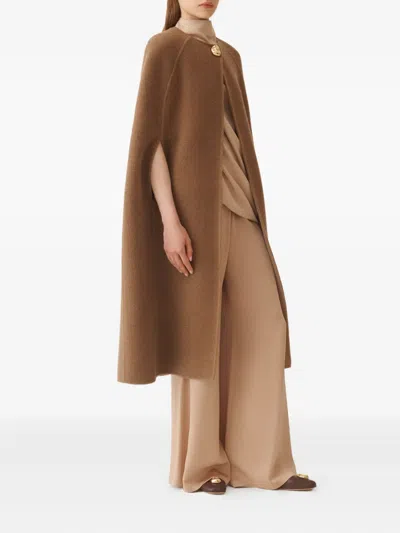 Fabiana Filippi Cape In Soft Double Chevron In Brown