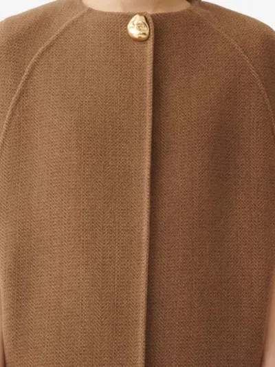 Fabiana Filippi Cape In Soft Double Chevron In Brown