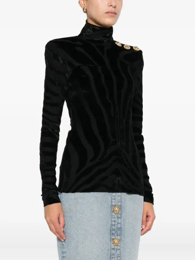 Balmain Zebra-print Top In Black