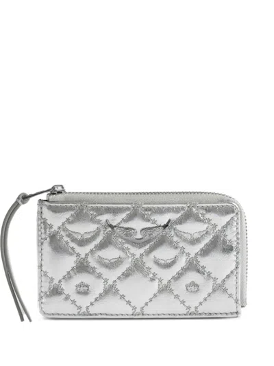 Zadig & Voltaire Diamond-pattern Wallet In Gray