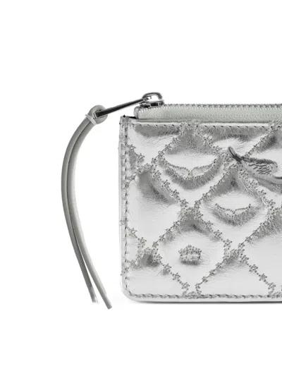 Zadig & Voltaire Diamond-pattern Wallet In Gray