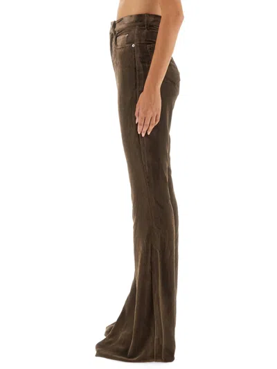 Rick Owens Flared Trousers With Pockets And Loops In Brown