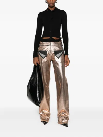 Ottolinger Metallic-panel Jeans In Pink
