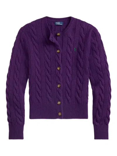 Polo Ralph Lauren Cable-knit Cardigan In Purple
