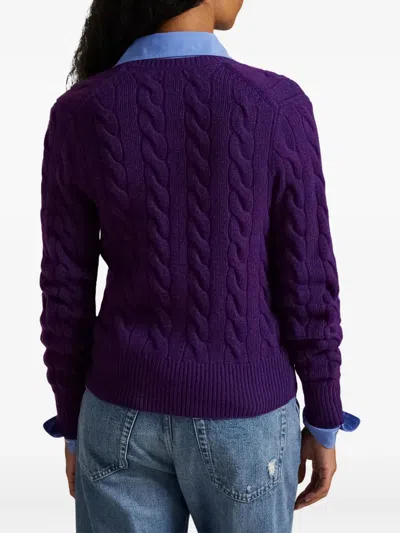 Polo Ralph Lauren Cable-knit Cardigan In Purple