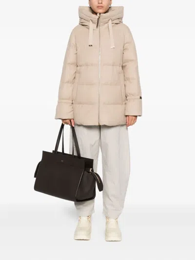Herno Quilted Hooded Coat In Neutral