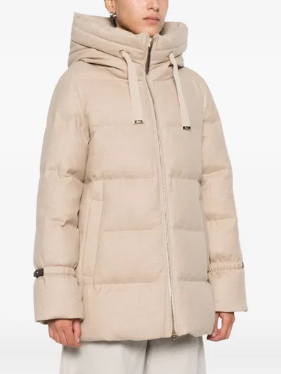 Herno Quilted Hooded Coat In Neutral