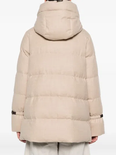 Herno Quilted Hooded Coat In Neutral
