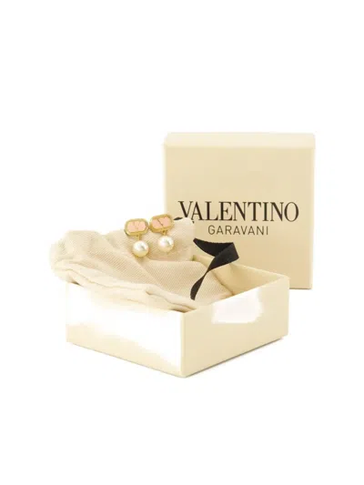 Valentino Pearl Embellished Gold-tone Earrings Collection In Gold