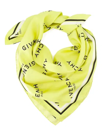 Givenchy Logo-print Silk Scarf In Green
