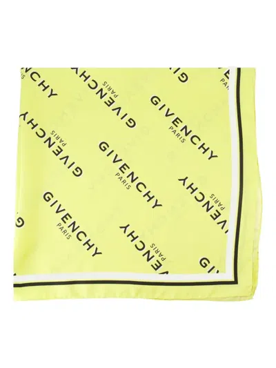 Givenchy Logo-print Silk Scarf In Green