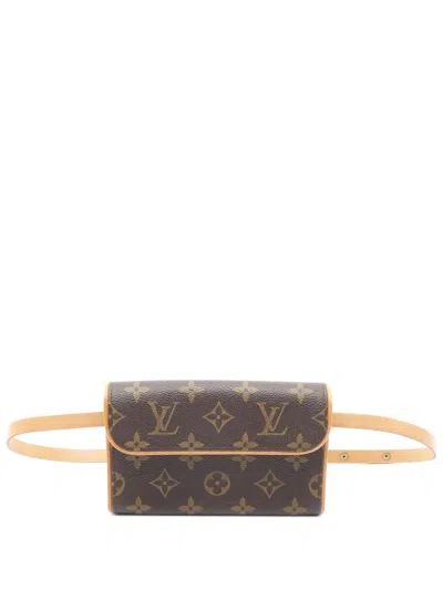 Pre-owned Louis Vuitton 2002 Monogram Pochette Florentine Belt Bag In Brown