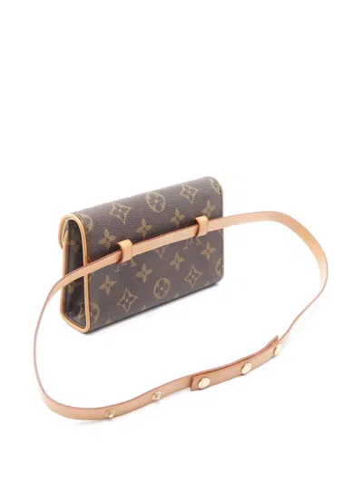 Pre-owned Louis Vuitton 2002 Monogram Pochette Florentine Belt Bag In Brown
