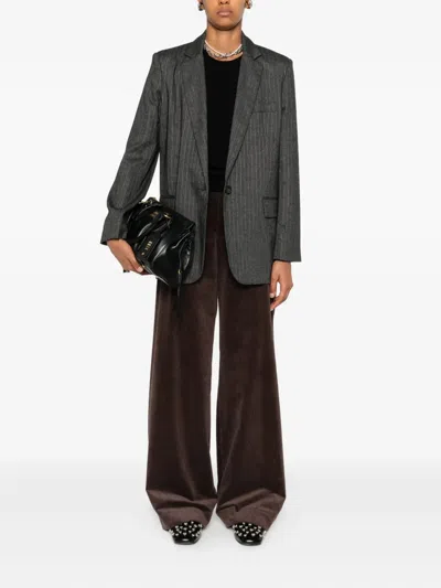 细条纹单排扣西装夹克