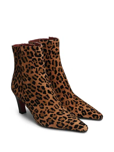 Roberto Festa Yanira High Heels Ankle Boots In Animalier Suede In Animal Print