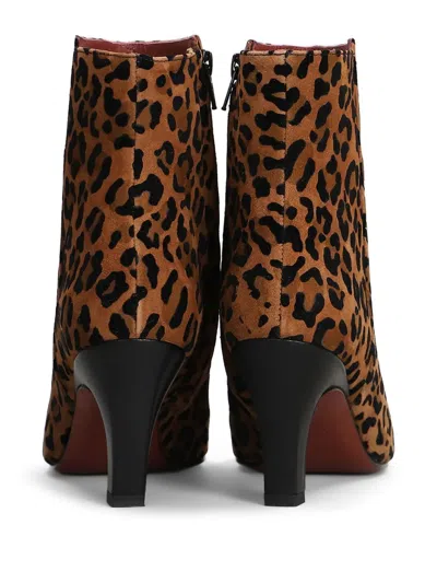 Roberto Festa Yanira High Heels Ankle Boots In Animalier Suede In Animal Print