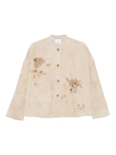 花卉印花灯芯绒夹克