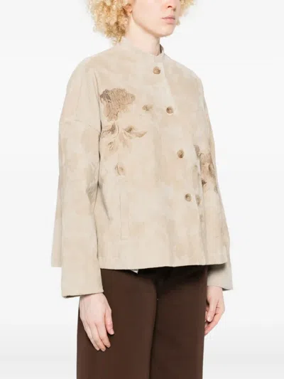 花卉印花灯芯绒夹克