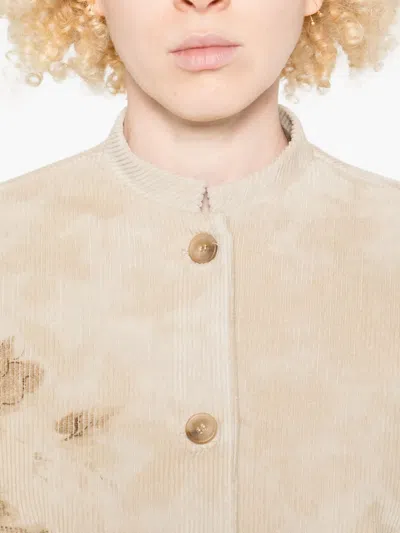 花卉印花灯芯绒夹克