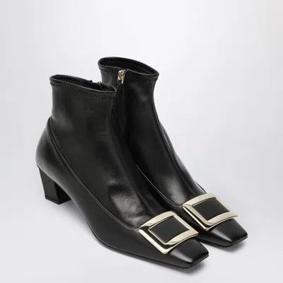 Roger Vivier Belle Vivier Leather Buckle Ankle Booties In Black