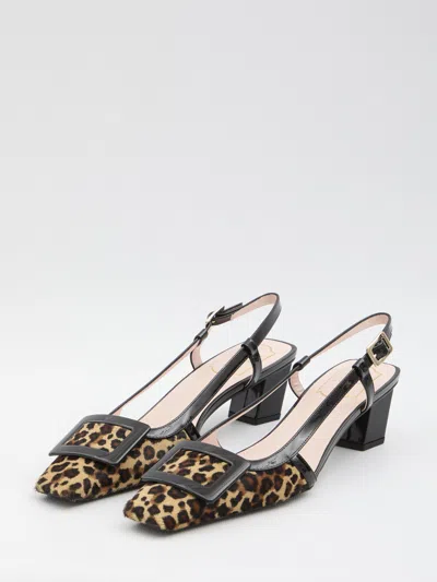 Roger Vivier Belle Vivier 45 Patent Leather-trimmed Leopard-print Pony Hair Slingback Pumps In Animal Print