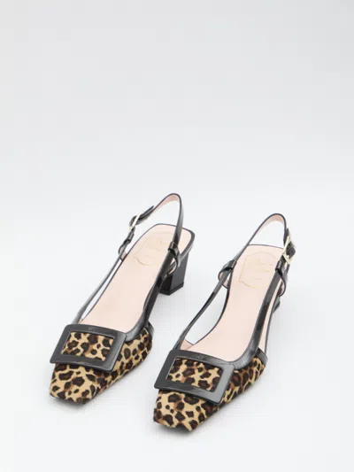 Roger Vivier Belle Vivier 45 Patent Leather-trimmed Leopard-print Pony Hair Slingback Pumps In Animal Print
