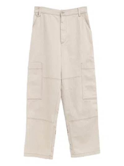Jacquemus Relaxed Wide-leg Beige Jeans With Utility Pockets In Neutral