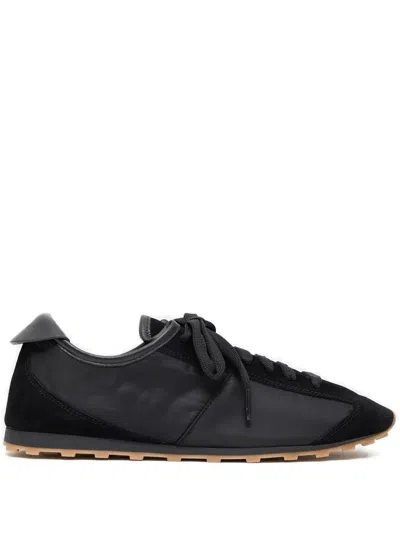 Jacquemus Smooth Suede-textured Sneakers With Contrasting Rubber Sole In Black