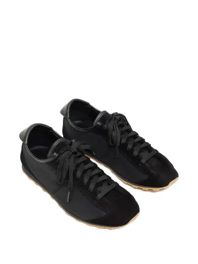 Jacquemus Smooth Suede-textured Sneakers With Contrasting Rubber Sole In Black