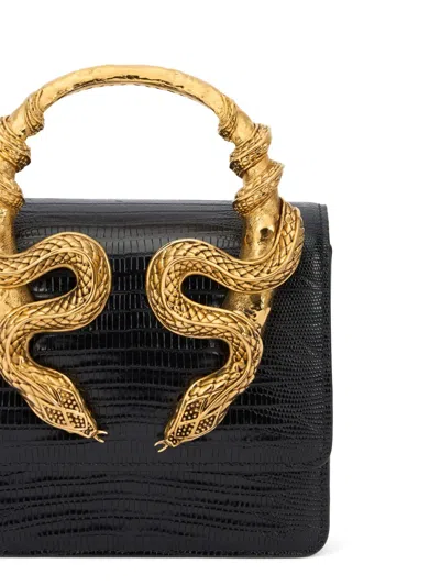 Roberto Cavalli Snake-embellished Chain Tote Bag In Black