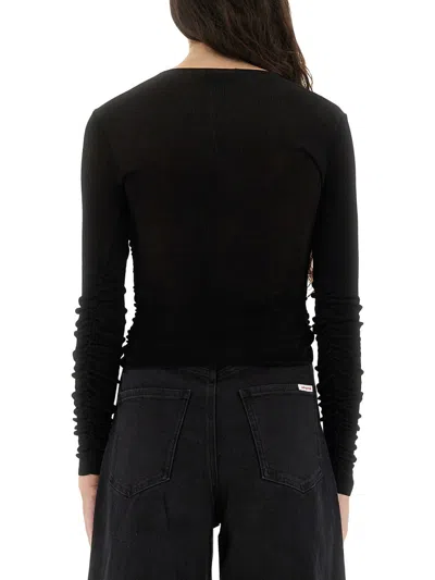 Self-portrait Viscose Knit Top In Black